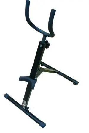 A black stand with two arms and one arm on it