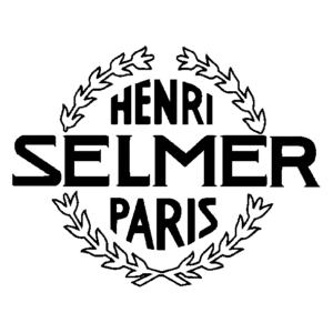 A black and white image of the logo for henri selmer paris.